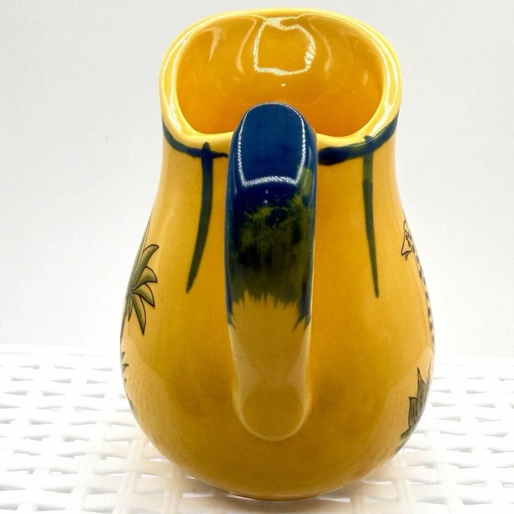 Vintage Pottery Barn Safari Creamer & Sugar Bowl Set Yellow Animals Jungle